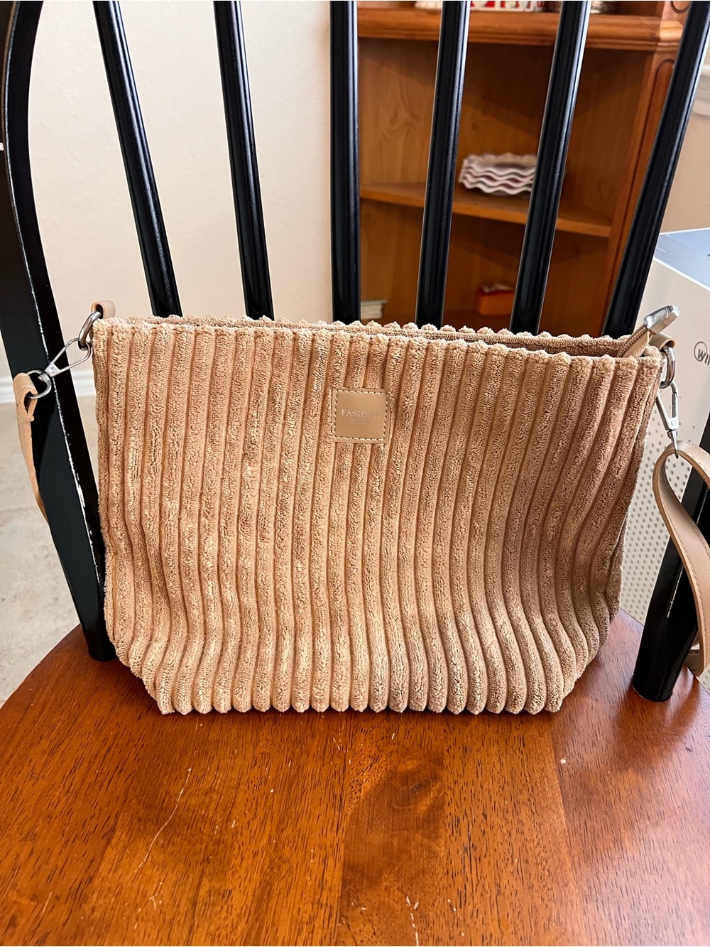 Corduroy Crossbody Bag in Tan - Casual Everyday Shoulder Bag